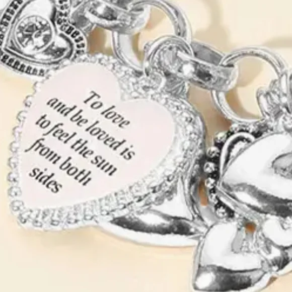 Inspirational Engraved Affection Love Kindness Heart Charm Bracelet - Picture 8 of 10
